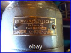 Emerson Golden Jubilee 10 Inch Brass Bades Oscillating Fan 1940s Restored
