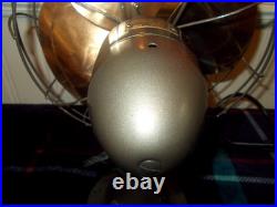Emerson Golden Jubilee 10 Inch Brass Bades Oscillating Fan 1940s Restored