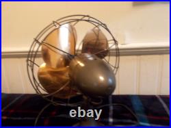 Emerson Golden Jubilee 10 Inch Brass Bades Oscillating Fan 1940s Restored
