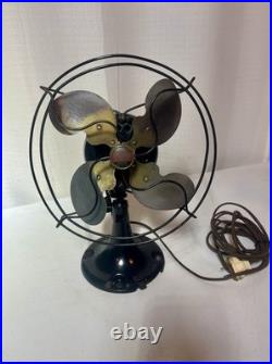 Emerson Jr Oscillator Antique Fan Red/Black Badge 9in Cast Iron Base Works Great