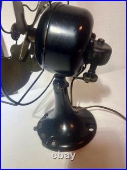 Emerson Jr Oscillator Antique Fan Red/Black Badge 9in Cast Iron Base Works Great