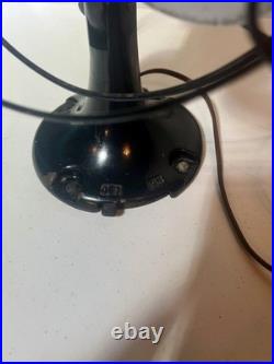 Emerson Jr Oscillator Antique Fan Red/Black Badge 9in Cast Iron Base Works Great