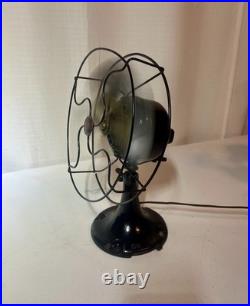 Emerson Jr Oscillator Antique Fan Red/Black Badge 9in Cast Iron Base Works Great