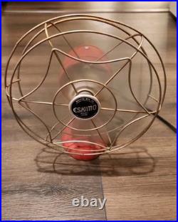 Eskimo Antique Cast Iron Metal Fan Model 1100R Red Works Great Eskimo Antique Cast Iron Metal Fan Model 1100R Red Works Great