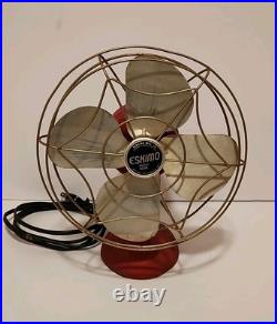Eskimo Antique Cast Iron Metal Fan Model 1100R Red Works Great Eskimo Antique Cast Iron Metal Fan Model 1100R Red Works Great