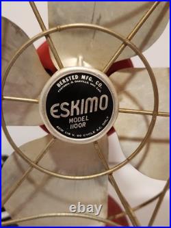Eskimo Antique Cast Iron Metal Fan Model 1100R Red Works Great Eskimo Antique Cast Iron Metal Fan Model 1100R Red Works Great