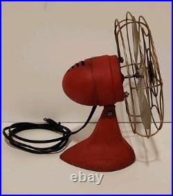 Eskimo Antique Cast Iron Metal Fan Model 1100R Red Works Great Eskimo Antique Cast Iron Metal Fan Model 1100R Red Works Great