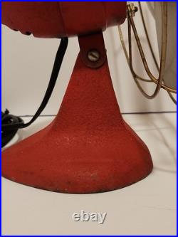 Eskimo Antique Cast Iron Metal Fan Model 1100R Red Works Great Eskimo Antique Cast Iron Metal Fan Model 1100R Red Works Great