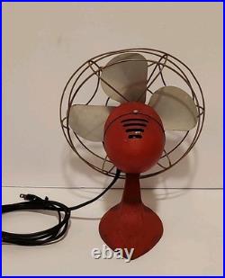 Eskimo Antique Cast Iron Metal Fan Model 1100R Red Works Great Eskimo Antique Cast Iron Metal Fan Model 1100R Red Works Great