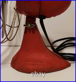 Eskimo Antique Cast Iron Metal Fan Model 1100R Red Works Great Eskimo Antique Cast Iron Metal Fan Model 1100R Red Works Great