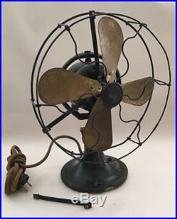 FOR REPAIR Antique GE Whiz Table Fan 9 Brass Blade NP 25935 No. D97277 c. 1920's