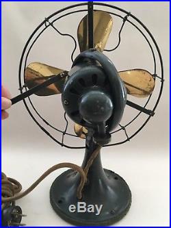 FOR REPAIR Antique GE Whiz Table Fan 9 Brass Blade NP 25935 No. D97277 c. 1920's