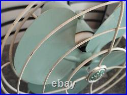 GENERAL ELECTRIC 2 SPEED OSCILATING FAN F15S125 TEAL BLUE GREEN 1950's GENERAL ELECTRIC 2 SPEED OSCILATING FAN F15S125 TEAL BLUE GREEN 1950's