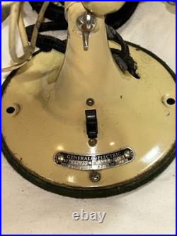 GE 8 Quiet Blade Oscillating Desk Fan Circa 1933 Ivory Original Rare