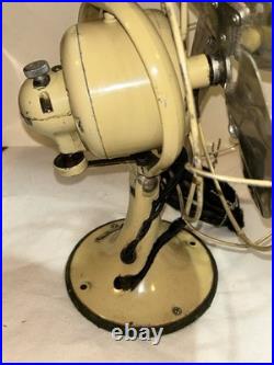 GE 8 Quiet Blade Oscillating Desk Fan Circa 1933 Ivory Original Rare