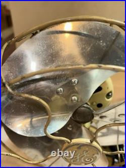 GE 8 Quiet Blade Oscillating Desk Fan Circa 1933 Ivory Original Rare