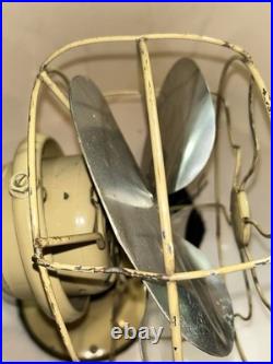 GE 8 Quiet Blade Oscillating Desk Fan Circa 1933 Ivory Original Rare