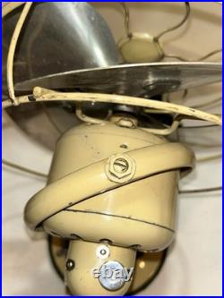 GE 8 Quiet Blade Oscillating Desk Fan Circa 1933 Ivory Original Rare