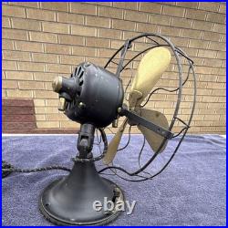 GE AO Vintage Table Desk Fan Black Brass Metal 5-Blade Antique Adjustable Tilt