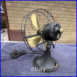GE AO Vintage Table Desk Fan Black Brass Metal 5-Blade Antique Adjustable Tilt