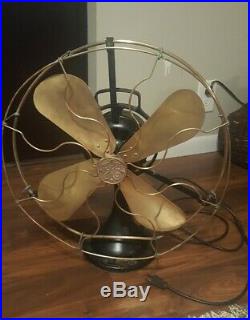 GE Antique 17 Electric BRASS Oscillating Fan Model CAT 75425 Type AO Form R5