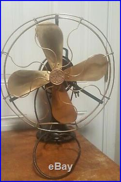 GE Antique 17 Electric BRASS Oscillating Fan Model CAT 75425 Type AO Form R5