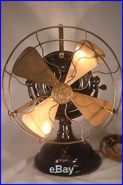 GE Brass Blade And Cage Pancake Antique Electric Fan. 1905