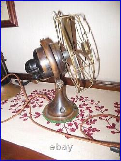 GE Brass Cage & Blades Desk Fan 8 Inch Oscillating 3 Speed Restored 1903