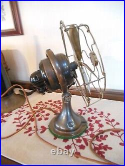 GE Brass Cage & Blades Desk Fan 8 Inch Oscillating 3 Speed Restored 1903