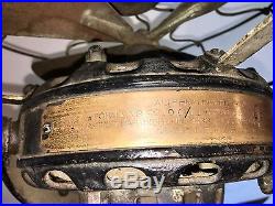 GE Brass Electric Fan Old Pancake Motor 12 Antique Vintage Original Paint