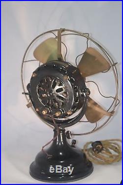 GE Electric Fan, Brass Blade And Cage Pancake Antique Fan. 1905