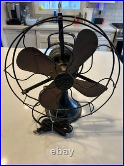 GE General Electric 12 Antique Brass Blade Fan oscillating AOU TESTED WORKINNG