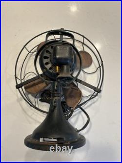GE General Electric 12 Antique Brass Blade Fan oscillating AOU TESTED WORKINNG