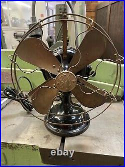 GE General Electric 12 Tank Brass Blade And Cage Electric Fan. Nice Original