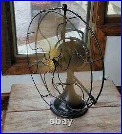 GE General Electric Antique Brass Blade 3-Speed Oscillating Fan 16 1920's