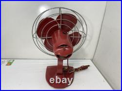 GE Vintage 10 Fan Red 4 Metal Blades Tested Working