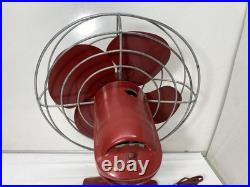 GE Vintage 10 Fan Red 4 Metal Blades Tested Working