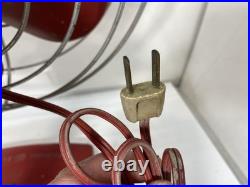 GE Vintage 10 Fan Red 4 Metal Blades Tested Working