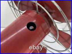GE Vintage 10 Fan Red 4 Metal Blades Tested Working