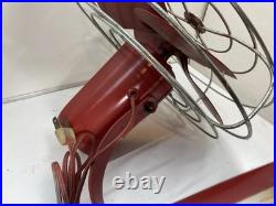 GE Vintage 10 Fan Red 4 Metal Blades Tested Working