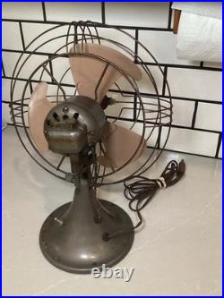 GE Vintage Table Fan Metal 1940 Tilt 3-Blade Antique Art Deco Bronze