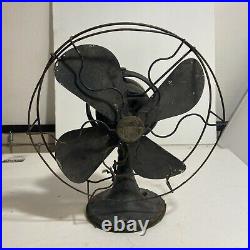 GRAYBAR Fan Large Cast Iron Oscillating 4 Blade Man Cave Vtg NO CORD For Parts