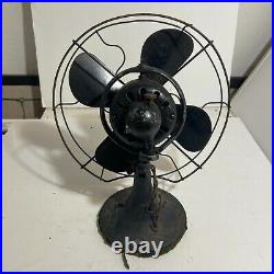 GRAYBAR Fan Large Cast Iron Oscillating 4 Blade Man Cave Vtg NO CORD For Parts