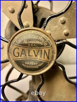 Galvin Electric Mfg Co. 10 Antique Brass Blade Electric Fan RARE Type AFO-10