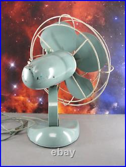 Ge General Electric 2 Speed Oscillating Fan F19s125 Rare Teal Blue Green Antique