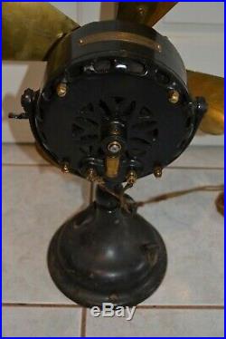 General Electric Antique Brass Blade Fan Ge Pancake Motor Early 1900's Ac 17