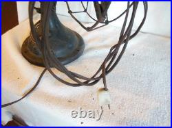General Electric Antique Fan Four 12 Brass Blades ID Tag Runs & Oscillates Used