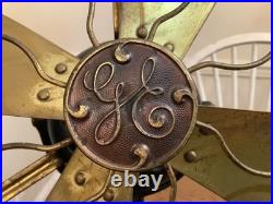 General Electric Brass Blade Fan Industrial Brass Cage 13 Vintage-WORKS