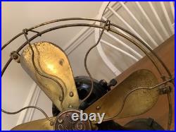 General Electric Brass Blade Fan Industrial Brass Cage 13 Vintage-WORKS
