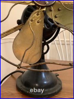 General Electric Brass Blade Fan Industrial Brass Cage 13 Vintage-WORKS